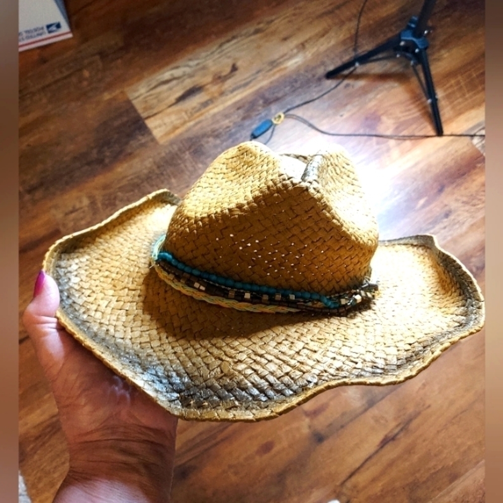 Scala Pronto straw cowboy hat beaded band
